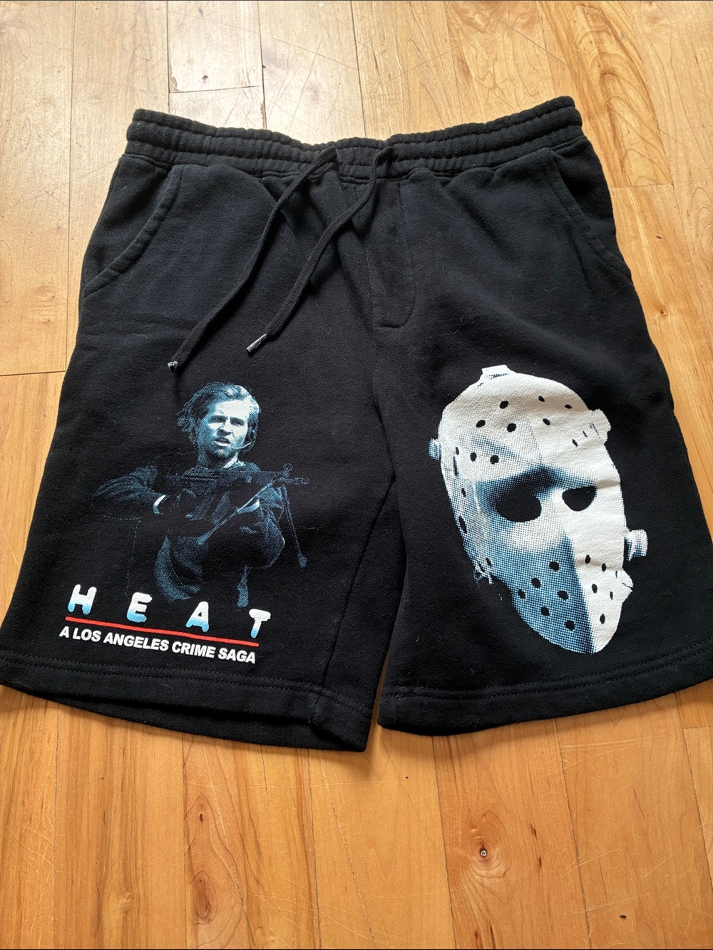 Heat Graphic Black Men’s Athletic Drawstring Shorts